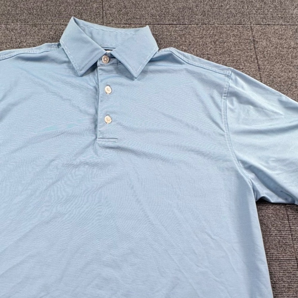 FootJoy ProDry Golf Polo Mens Medium Blue White Micro Stripe Short Sleeve Shirt